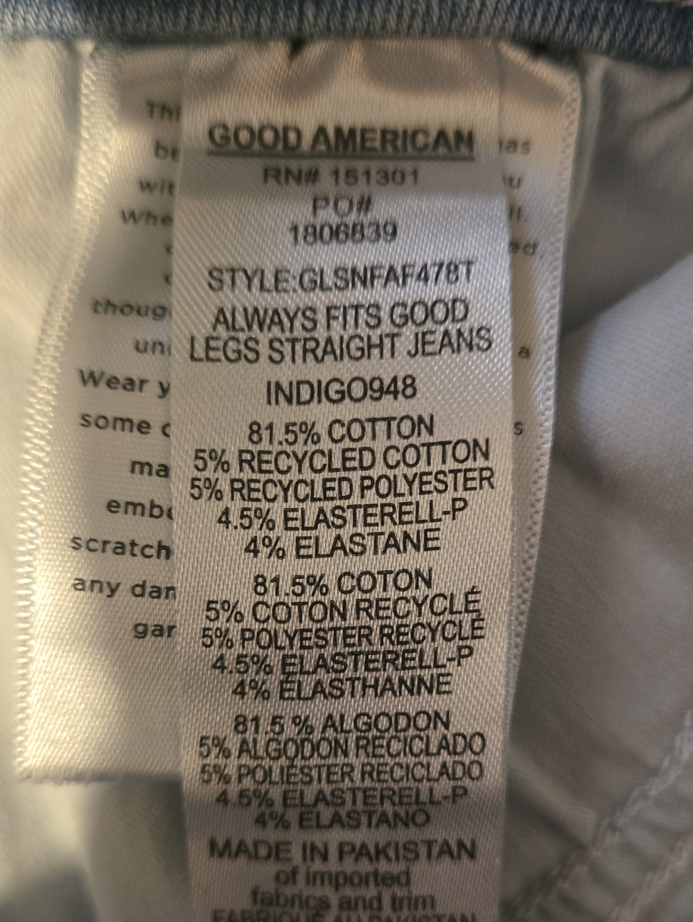 Good American Always Fits Good Straight Leg Jeans - Picture 3 of 3